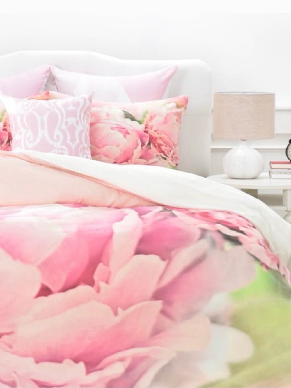 Pink Floral Duvet Cover - Soft Peony Print Bedding